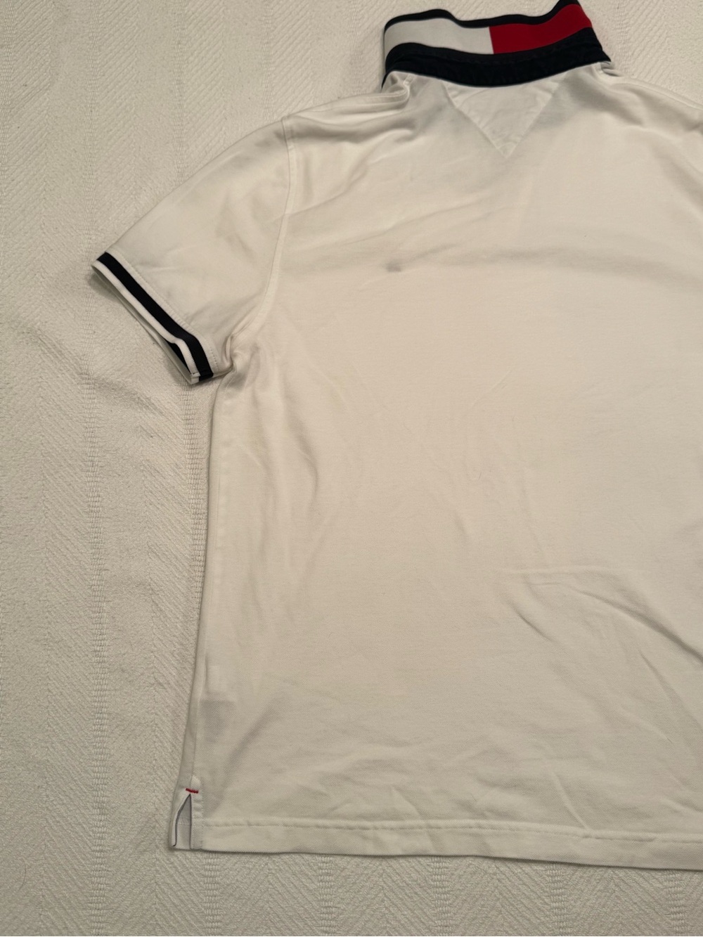 Tommy Hilfiger White Polo with Navy Stripe Accents - Picture 6 of 7